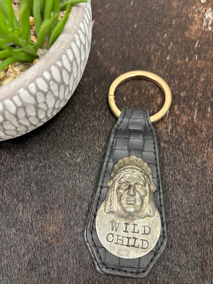 Art By Amy Wild Child Leather Key Chain Money clip-Painted Cowgirl Western Store