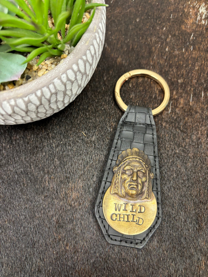 Art By Amy Wild Child Leather Key Chain Money clip-Painted Cowgirl Western Store
