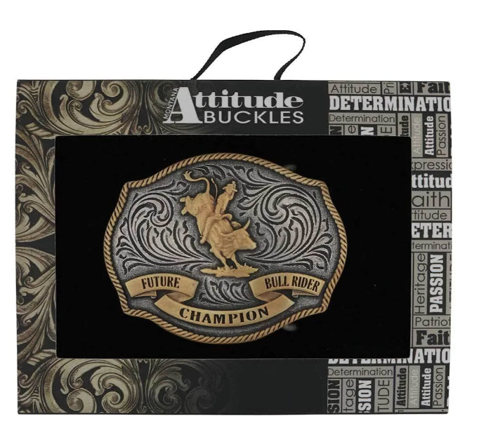 Attitude x Montana Silversmith Future Champion Bull Rider Belt Buckle A1025P