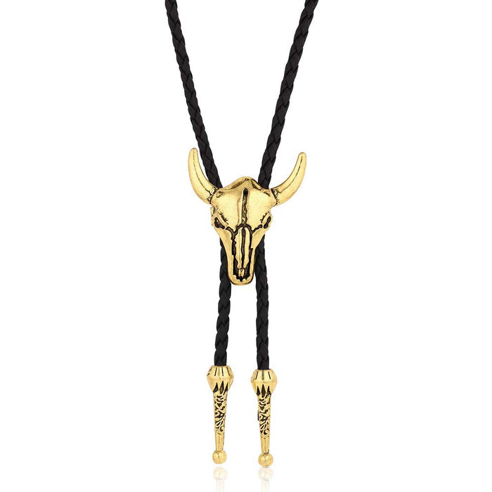 Attitude x Montana Silversmiths Southwest Desert Gold Skull Bolo Tie ABT6249
