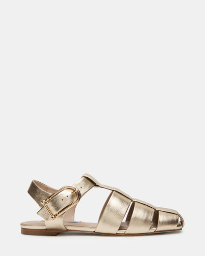AUSTRIA Gold Leather Fisherman Flat | Women's Flats | Steve Madden