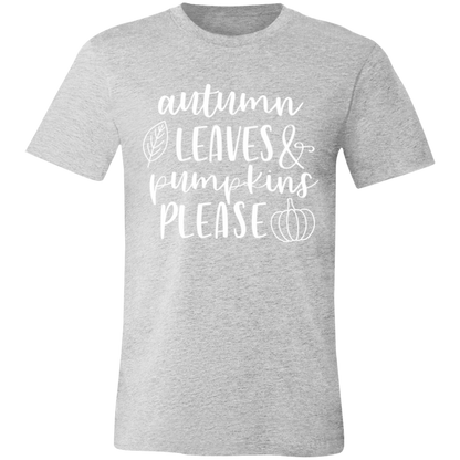 Autumn Leaves and Pumpkins Please graphic t-shirt in Athletic Heather