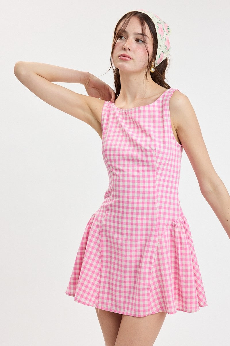Checker Boat Beck Sleeveless Mini Dress