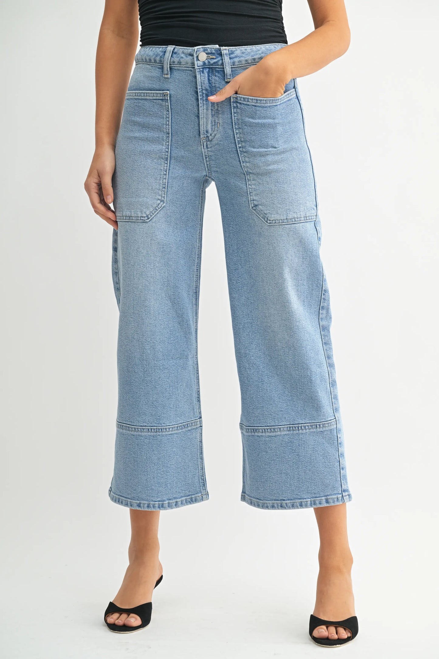 Just Black Denim Cropped Wide Leg