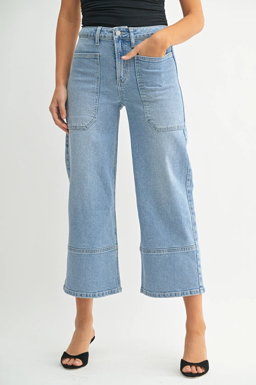 Just Black Denim Cropped Wide Leg