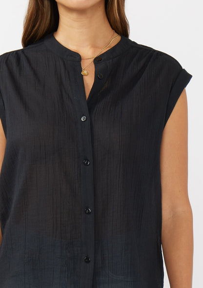 Rolled Cap Sleeve Button Down