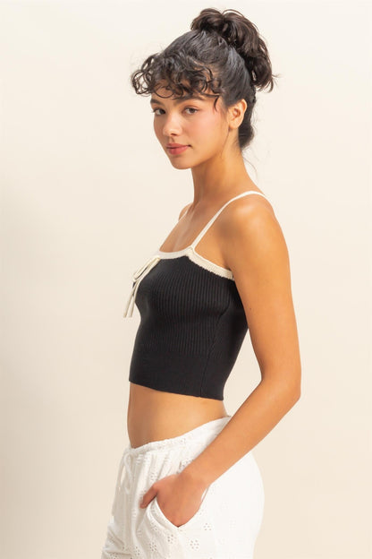 Crop Sweater Tank with Bow