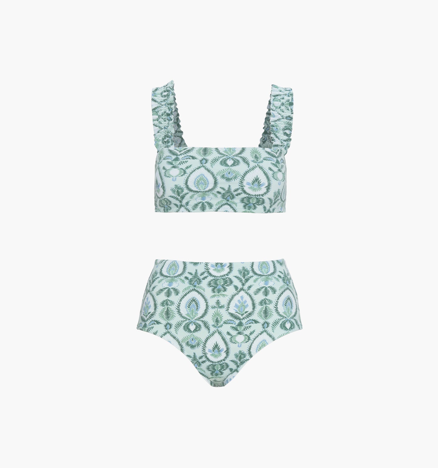 The Teagan Bikini Set - Green Palm Ikat