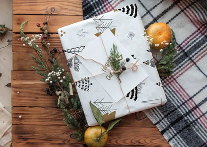 Black & Gold Trees Holiday Wrapping Paper - Premium Craft Supplies & Tools > Party & Gifting > Packaging & Wrapping from Sugar and Spice Invitations - Just $26.10! Shop now at Sugar and Spice Paper