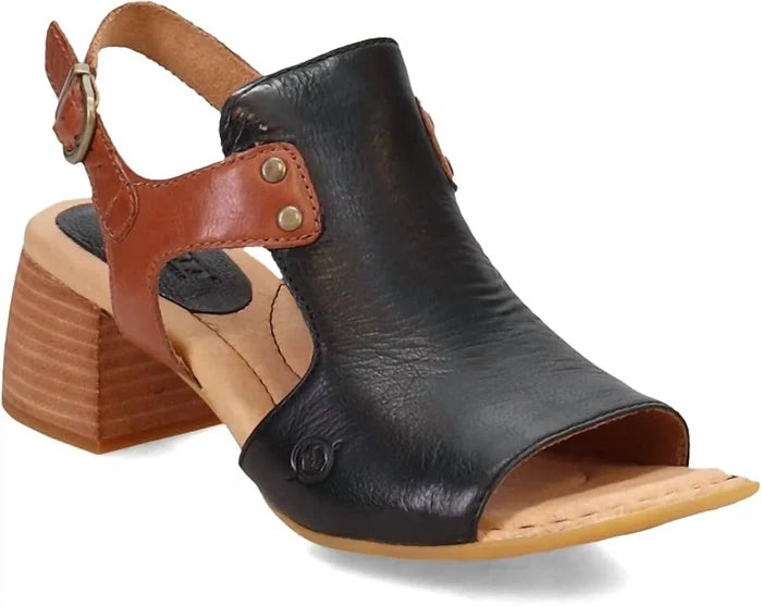 Born Women's Black & Brown Sylvie Open Toe Slingback Sandals BR0045500-BLK-Painted Cowgirl Western Store