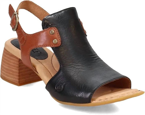 Born Women's Black & Brown Sylvie Open Toe Slingback Sandals BR0045500-BLK-Painted Cowgirl Western Store