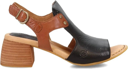 Born Women's Black & Brown Sylvie Open Toe Slingback Sandals BR0045500-BLK-Painted Cowgirl Western Store