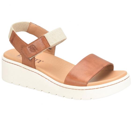 Born Women's Brown Meerkat Kyla Leather Strap Platform Wedge Sandals BR0072306