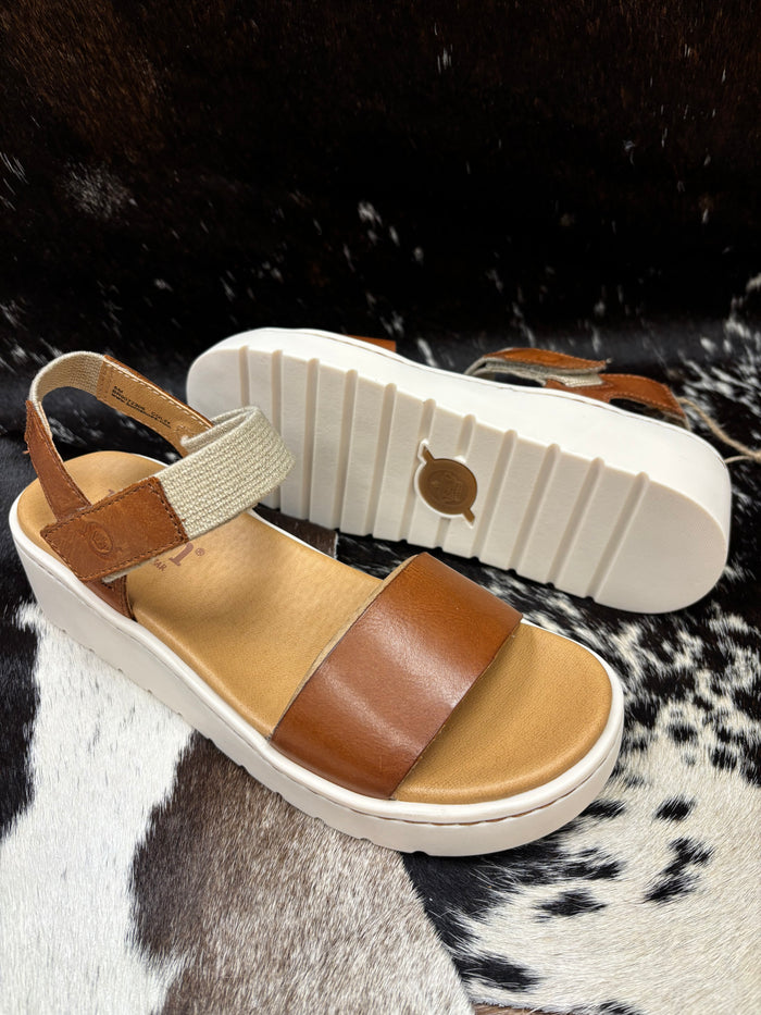 Born Women's Brown Meerkat Kyla Leather Strap Platform Wedge Sandals BR0072306