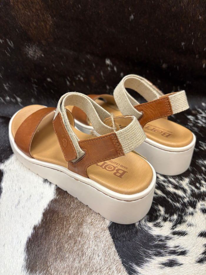 Born Women's Brown Meerkat Kyla Leather Strap Platform Wedge Sandals BR0072306