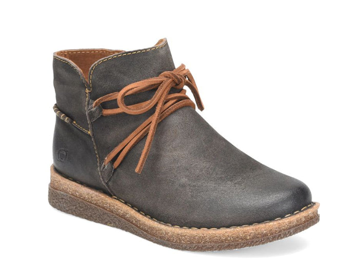 Born Women's Calyn Dark Concrete Grey Distressed Leather Ankle Boot BR0027642