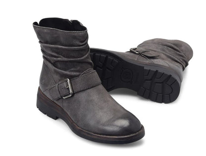 Born Women's Midway Dark Basalto Distressed Grey Leather Moto Boot BR0063658