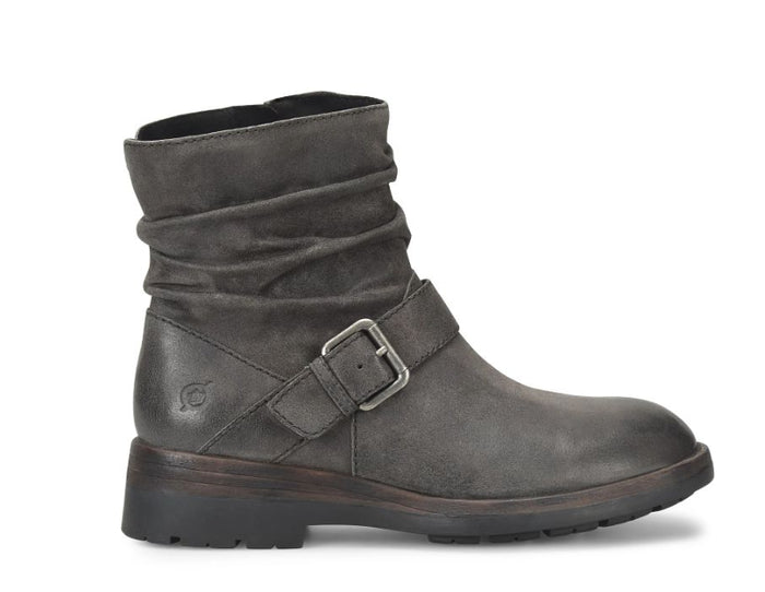 Born Women's Midway Dark Basalto Distressed Grey Leather Moto Boot BR0063658