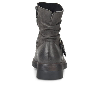 Born Women's Midway Dark Basalto Distressed Grey Leather Moto Boot BR0063658