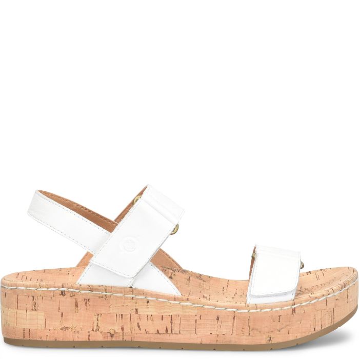 Born Women's White Bianco Sloan Leather Wedge Sandals BR0071201