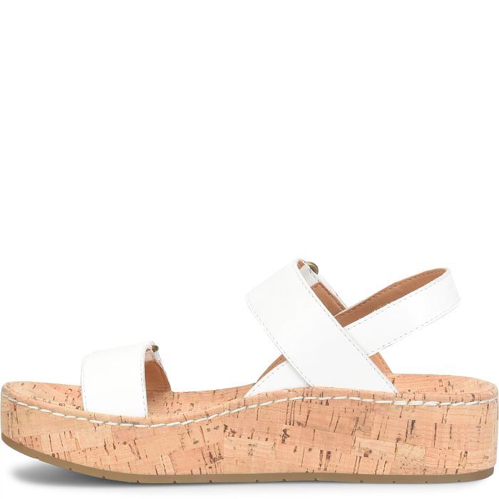 Born Women's White Bianco Sloan Leather Wedge Sandals BR0071201