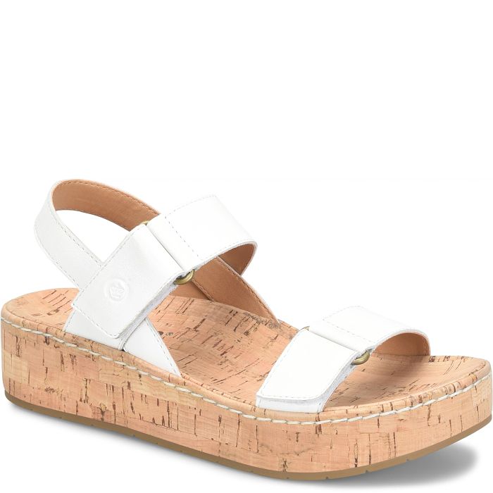 Born Women's White Bianco Sloan Leather Wedge Sandals BR0071201