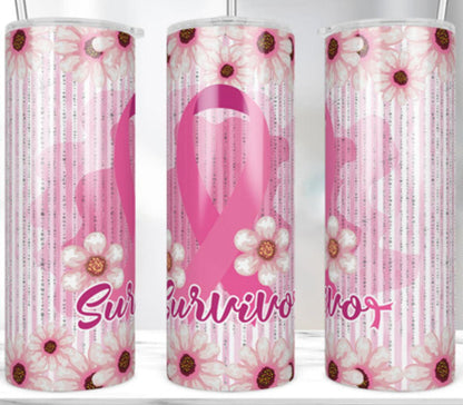 Breast Cancer Survivor Pink Ribbon Stainless steel tumbler