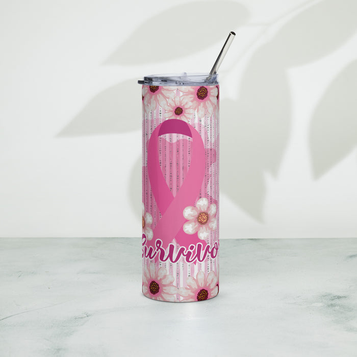 Breast Cancer Survivor Pink Ribbon Stainless steel tumbler