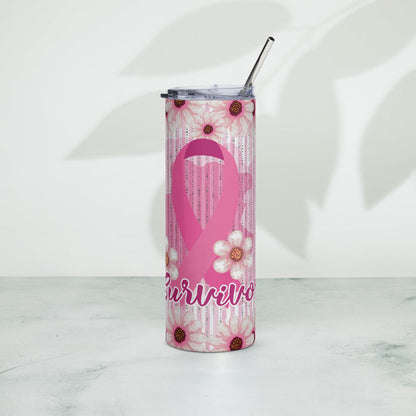 Breast Cancer Survivor Pink Ribbon Stainless steel tumbler