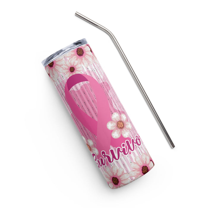 Breast Cancer Survivor Pink Ribbon Stainless steel tumbler
