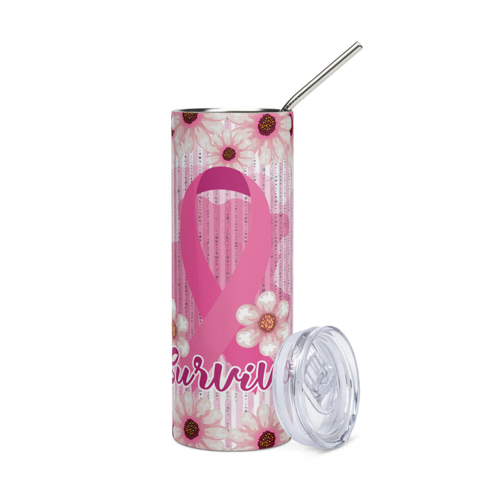 Breast Cancer Survivor Pink Ribbon Stainless steel tumbler