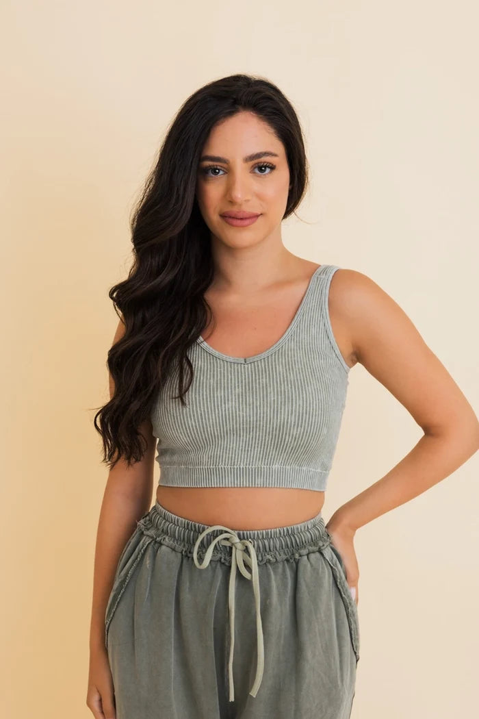 Brenda Washed Ribbed Bralette
