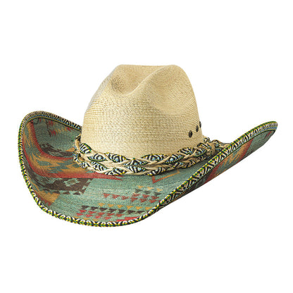 Bullhide Jeopardy Palm Straw with Aztec Brim Western Cowgirl Hat 2999