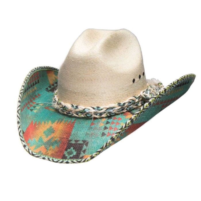 Bullhide Jeopardy Palm Straw with Aztec Brim Western Cowgirl Hat 2999