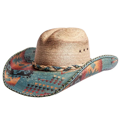 Bullhide Jeopardy Palm Straw with Aztec Brim Western Cowgirl Hat 2999