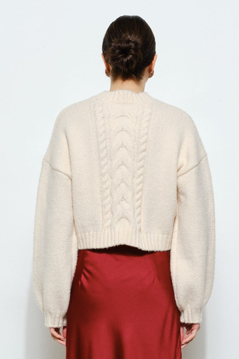 Fluffy Cardigan w/ Cableknit Detail