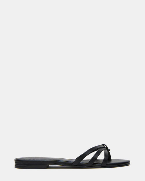 CALISSI Black Leather Strappy Slide Women's Sandal | Steve Madden