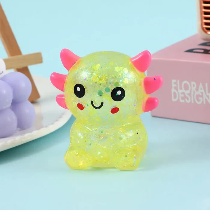 Cartoon Sequin Axolotl Squishy Toy Slow Rising Stress Relief Squeeze Toy
