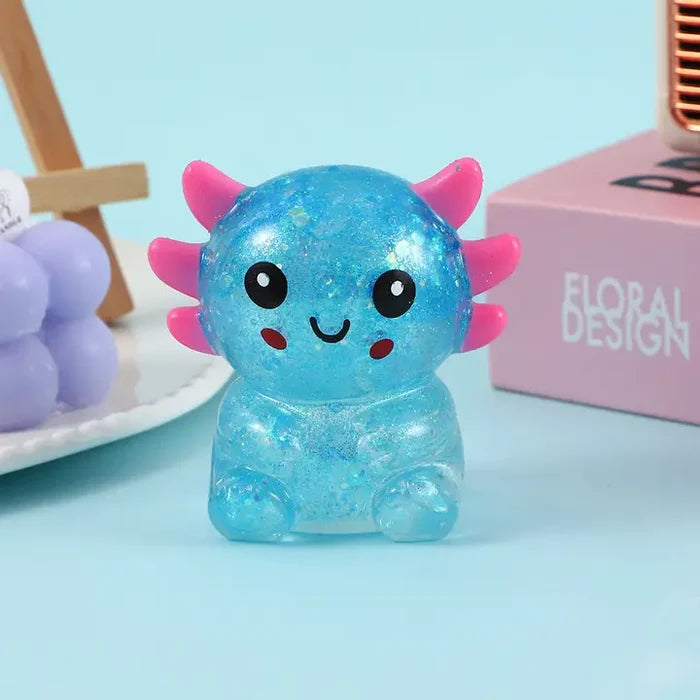 Cartoon Sequin Axolotl Squishy Toy Slow Rising Stress Relief Squeeze Toy