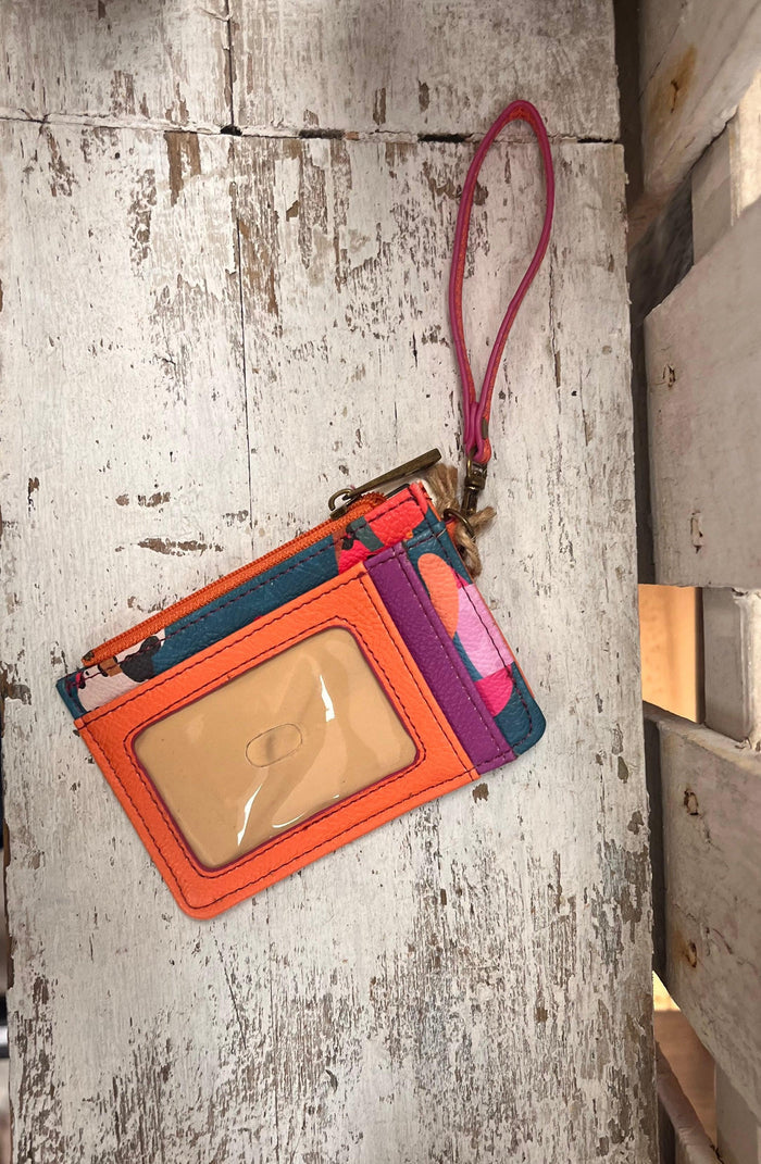 Catchfly Ladies Turquoise/Pink Stars & Cowgirl Hats Mini Wallet w/Wristlet 23208625WHAT-Painted Cowgirl Western Store