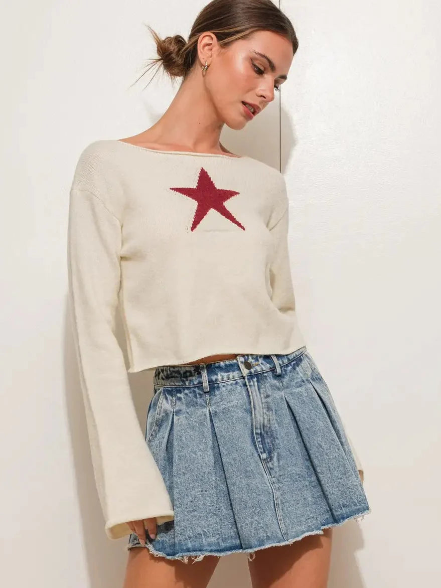 Aria Star Knit Sweater Top