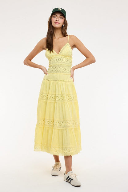 Floral Embroidered Lace Midi Dress