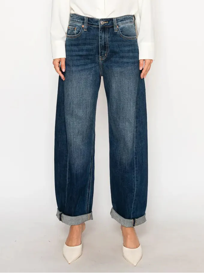 High Rise Relaxed Tapered Barrel Jean