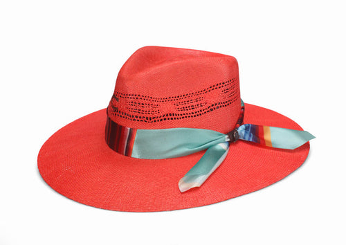 Charlie 1 Horse Coral Summer Serape Straw Hat CSSMSR-3436-H8COR
