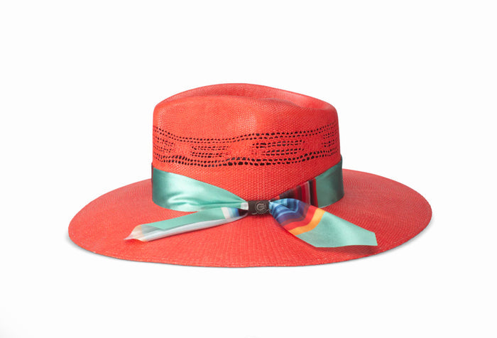 Charlie 1 Horse Coral Summer Serape Straw Hat CSSMSR-3436-H8COR