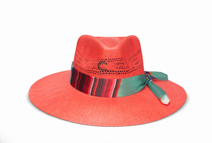 Charlie 1 Horse Coral Summer Serape Straw Hat CSSMSR-3436-H8COR