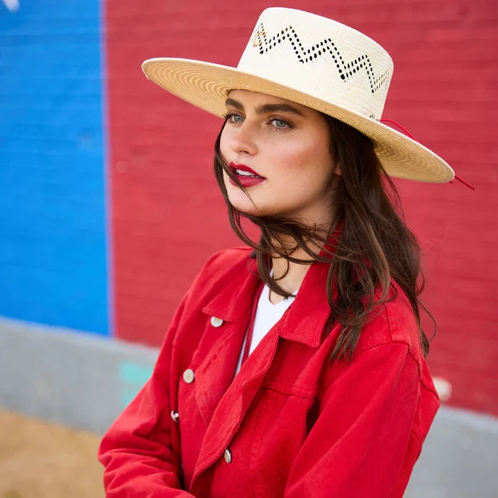 Charlie 1 Horse Natural Painted Borders Straw Cowgirl Hat CSPNTB-2540
