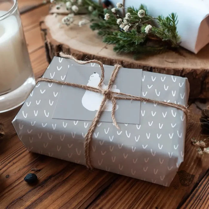 Grey Deer Tracks Wrapping Paper - Premium Craft Supplies & Tools > Party & Gifting > Packaging & Wrapping from Sugar and Spice Invitations - Just $26.10! Shop now at Sugar and Spice Paper