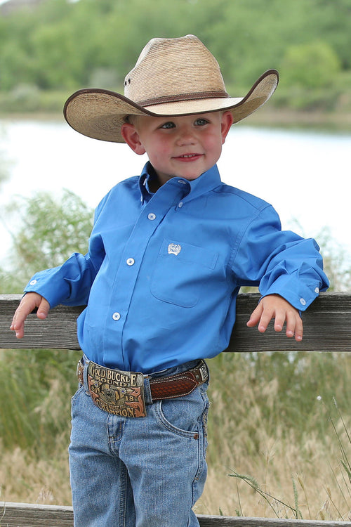 Cinch Boy's Solid Royal Blue Button Long Sleeve Western Shirt MTW7060083