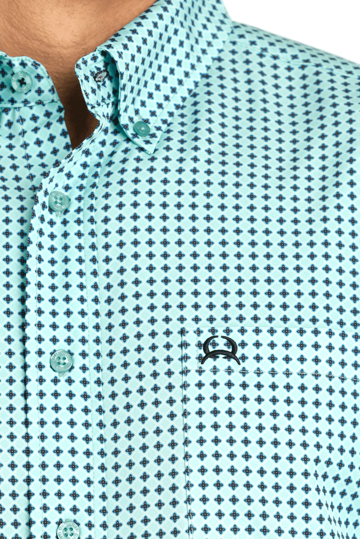 Cinch Men's ArenaFlex Turquoise Geo Print Button Long Sleeve Western Shirt MTW1862033